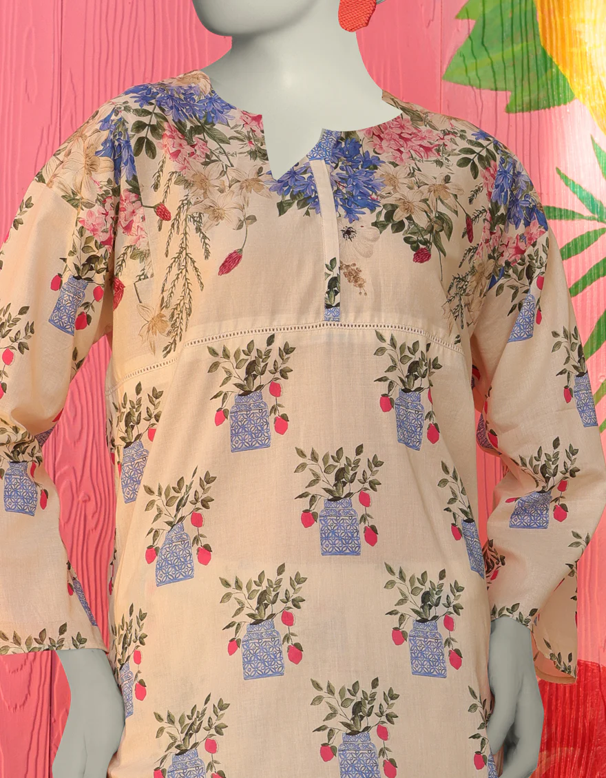 CREAM LAWN KURTI | JJLK-S-JSS-25-307 FB/ESSENTIALS-07 - Image 3