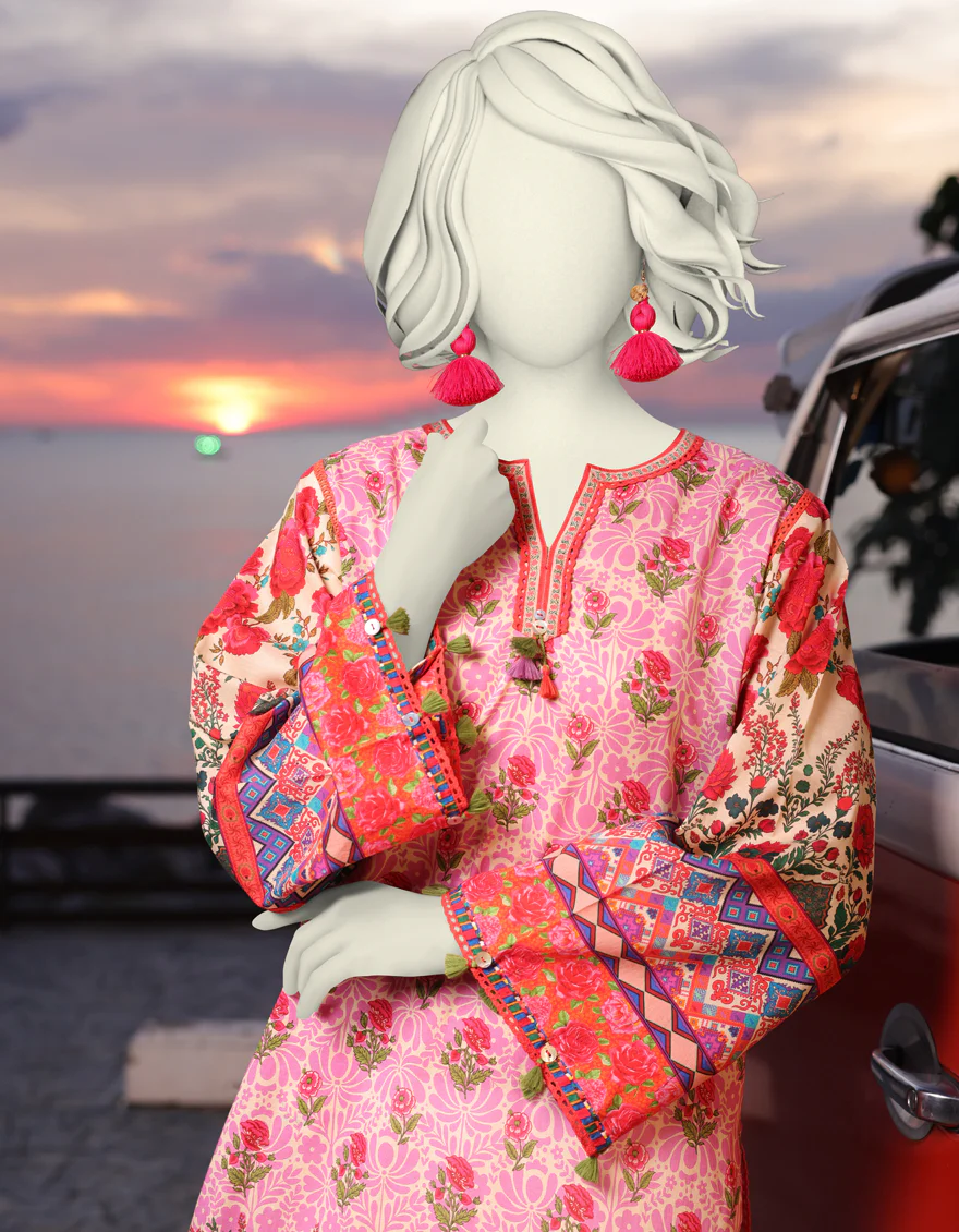 PINK LAWN KURTI | JJLK-S-JSS-25-326 FB/BOHO-2 - Image 2