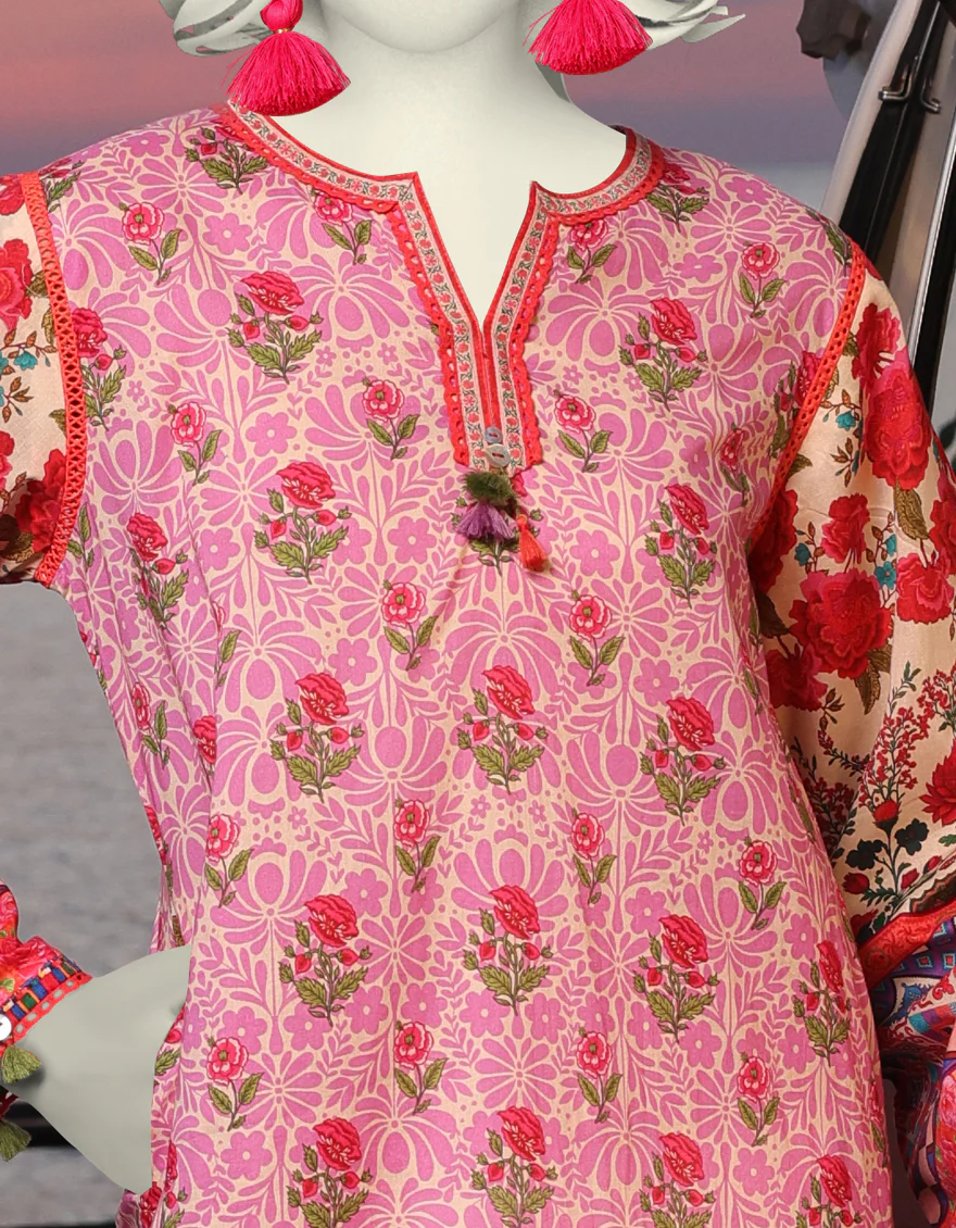 PINK LAWN KURTI | JJLK-S-JSS-25-326 FB/BOHO-2 - Image 3