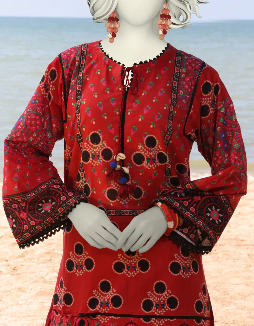 RED DIGITAL KURTI | JJLK-S-JSS-25-329 FB/UZBEK CHARM 1 - Image 3