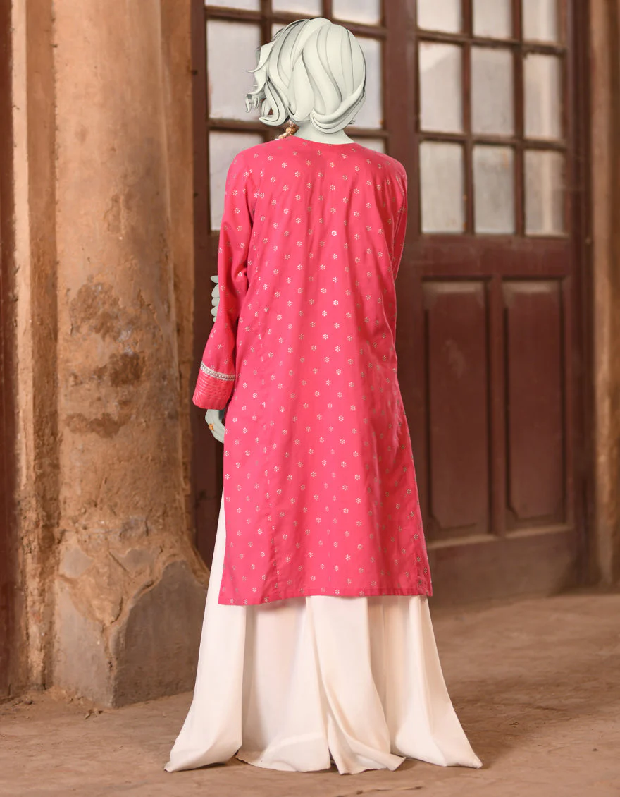 PINK LAWN KURTI | JJLK-S-JSS-25-336 FB/FOIL ZARI-04 - Image 2