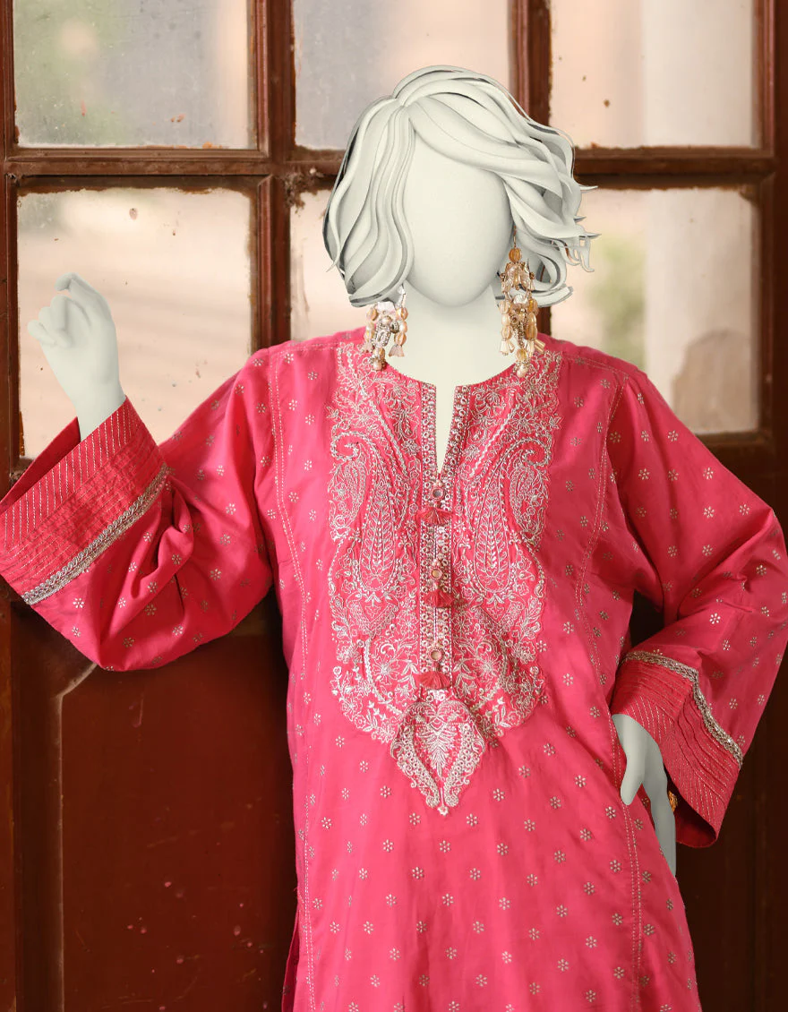 PINK LAWN KURTI | JJLK-S-JSS-25-336 FB/FOIL ZARI-04 - Image 3