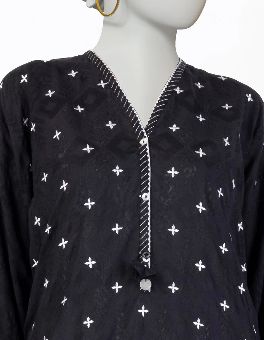 BLACK DOBBY KURTI | JJLK-S-JSS-25-339 FB/RALLI PATCH-03 - Image 2