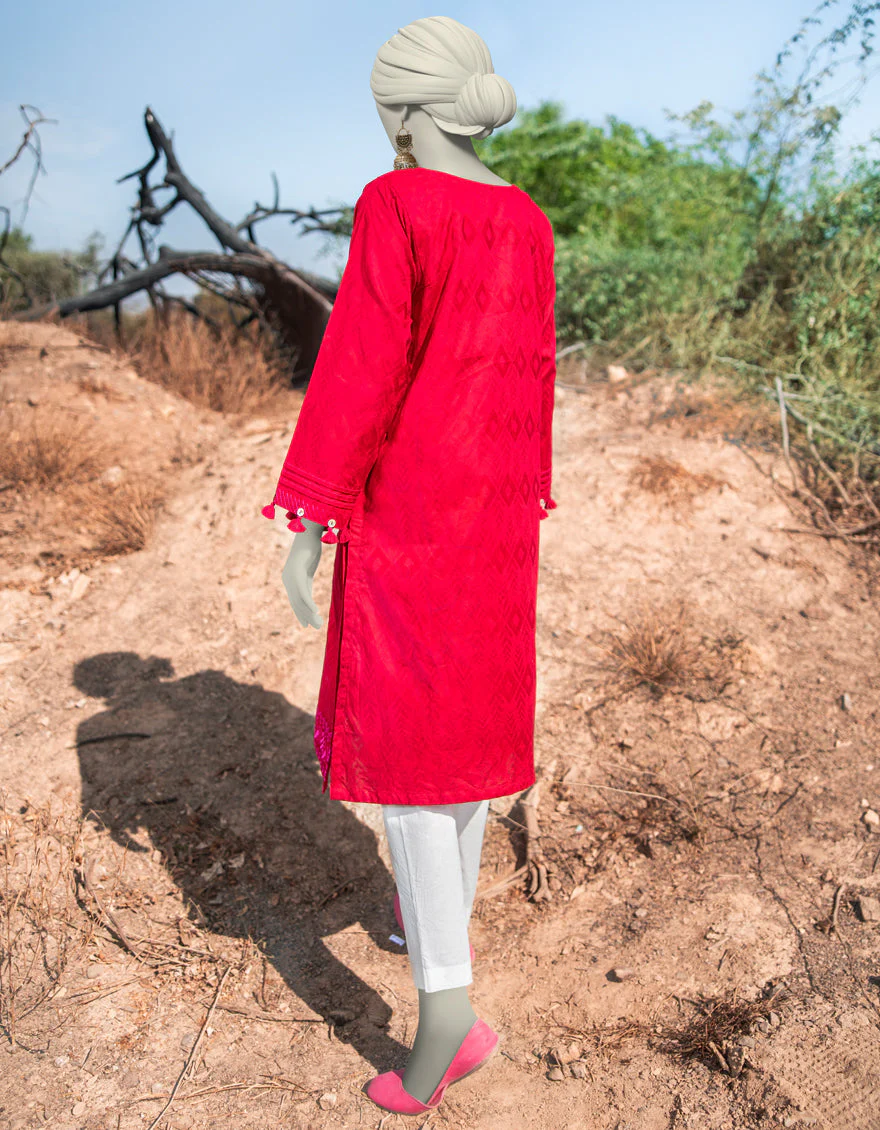 RED DOBBY KURTI | JJLK-S-JSS-25-340 FB/RALLI PATCH-04 - Image 2