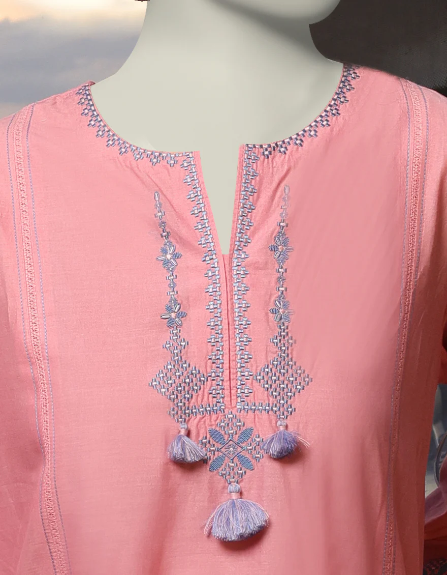 PINK LAWN KURTI | JJLK-S-JSS-25-342 FB/DOCHI-02 - Image 3