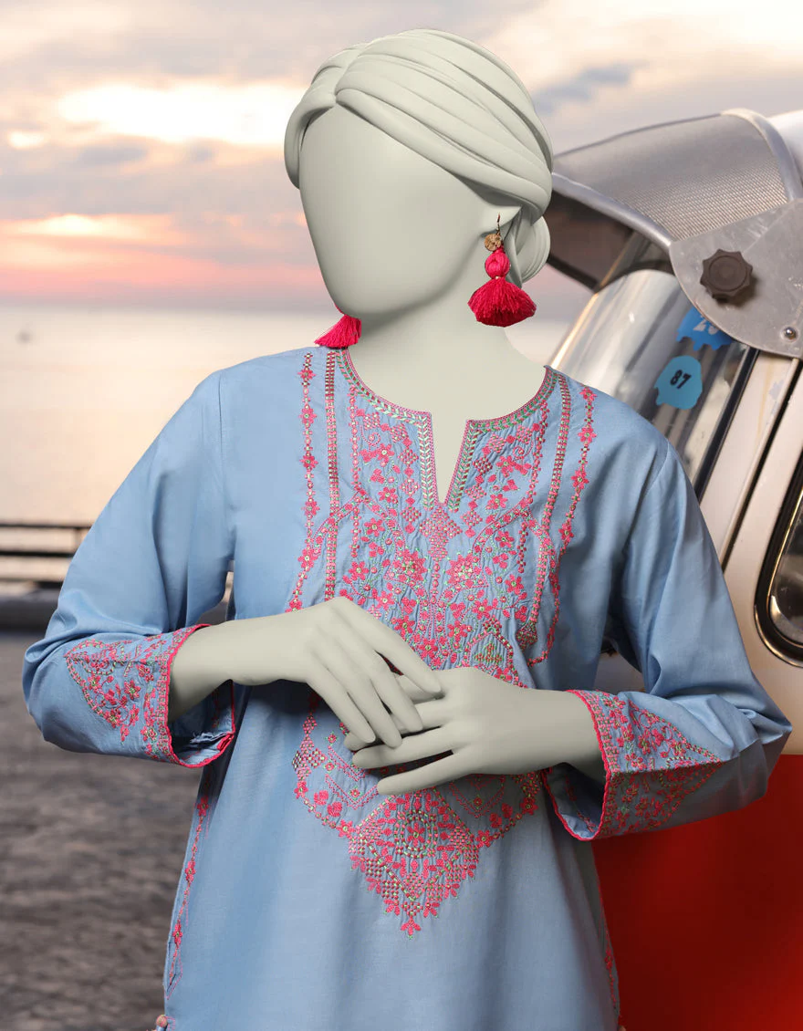 BLUE LAWN KURTI | JJLK-S-JSS-25-344 FB/DOCHI-04 - Image 2