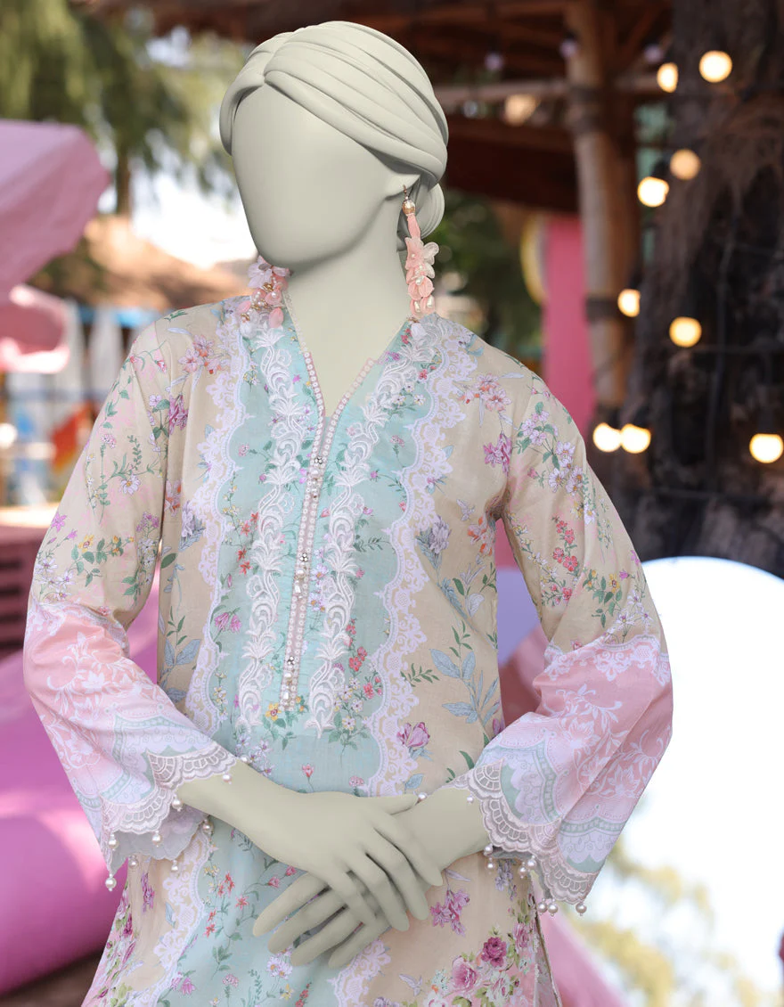 MULTICOLOR LAWN KURTI | JJLK-S-JSS-25-348 FB/FLORAL LACE-4 - Image 2