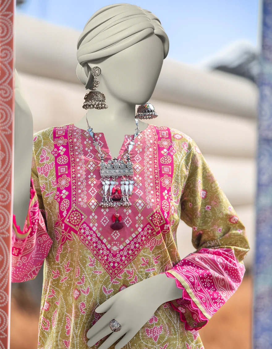 GREEN LAWN KURTI | JJLK-S-JSS-25-353 FB/ CHUNRI-01 - Image 2