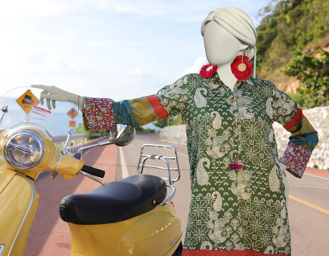 GREEN LAWN KURTI | JJLK-S-JSS-25-359 FB/MONOCHROME-03 - Image 3