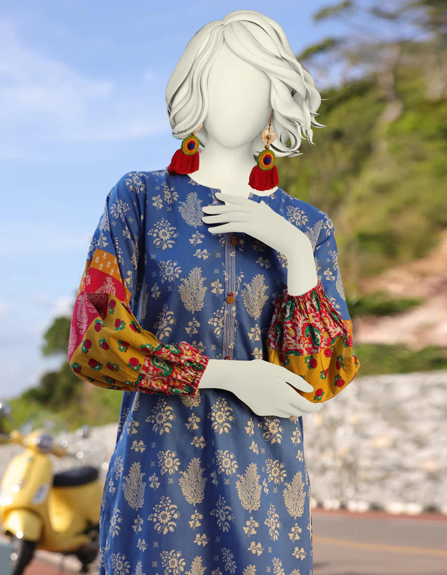 BLUE LAWN KURTI | JJLK-S-JSS-25-360 FB/MONOCHROME-04 - Image 2