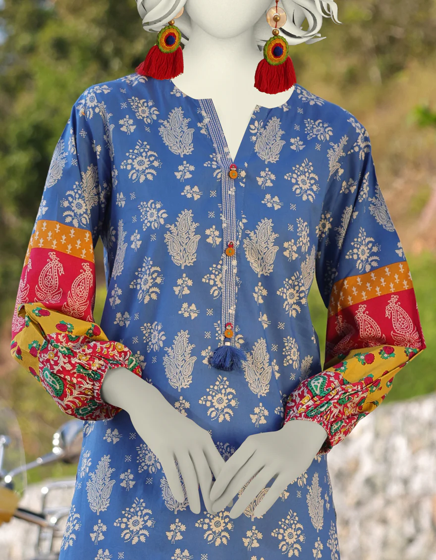 BLUE LAWN KURTI | JJLK-S-JSS-25-360 FB/MONOCHROME-04 - Image 3