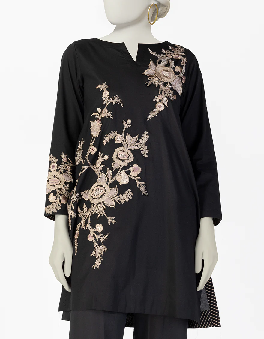 BLACK LAWN KURTI | JJLK-S-JSS-25-374 FB - Image 3