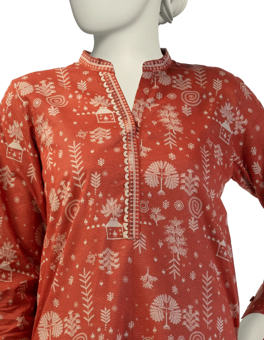 ORANGE LAWN KURTI | JJLK-S-JSS-25-390 FB/TRIBAL TREASURES-02 - Image 2