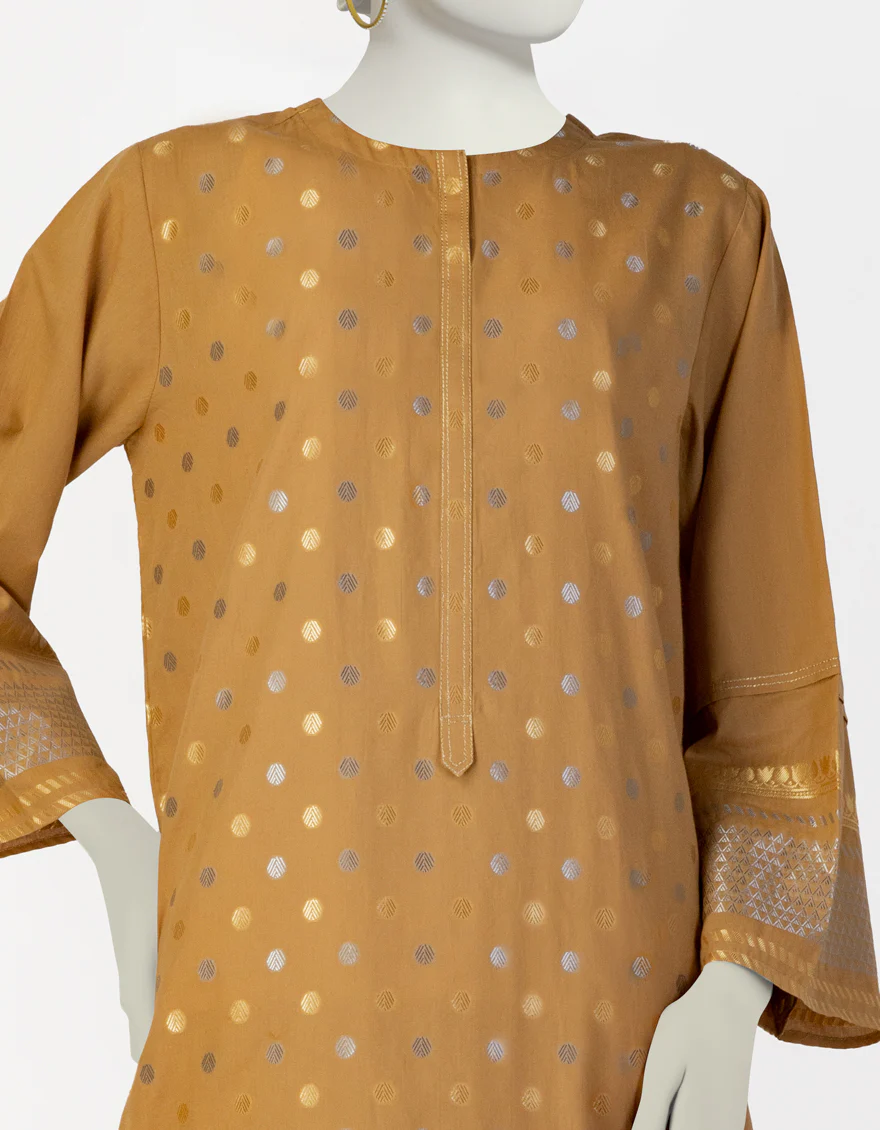 BROWN JACQUARD KURTI | JJLK-S-JSS-25-403 FB/ROYAL-05 - Image 3