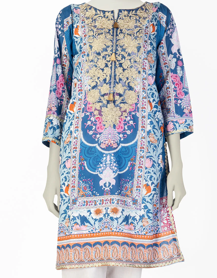 BLUE LAWN KURTI | JJLK-S-JSS-25-406 FB/ROYAL TAPESTRY-2 - Image 3