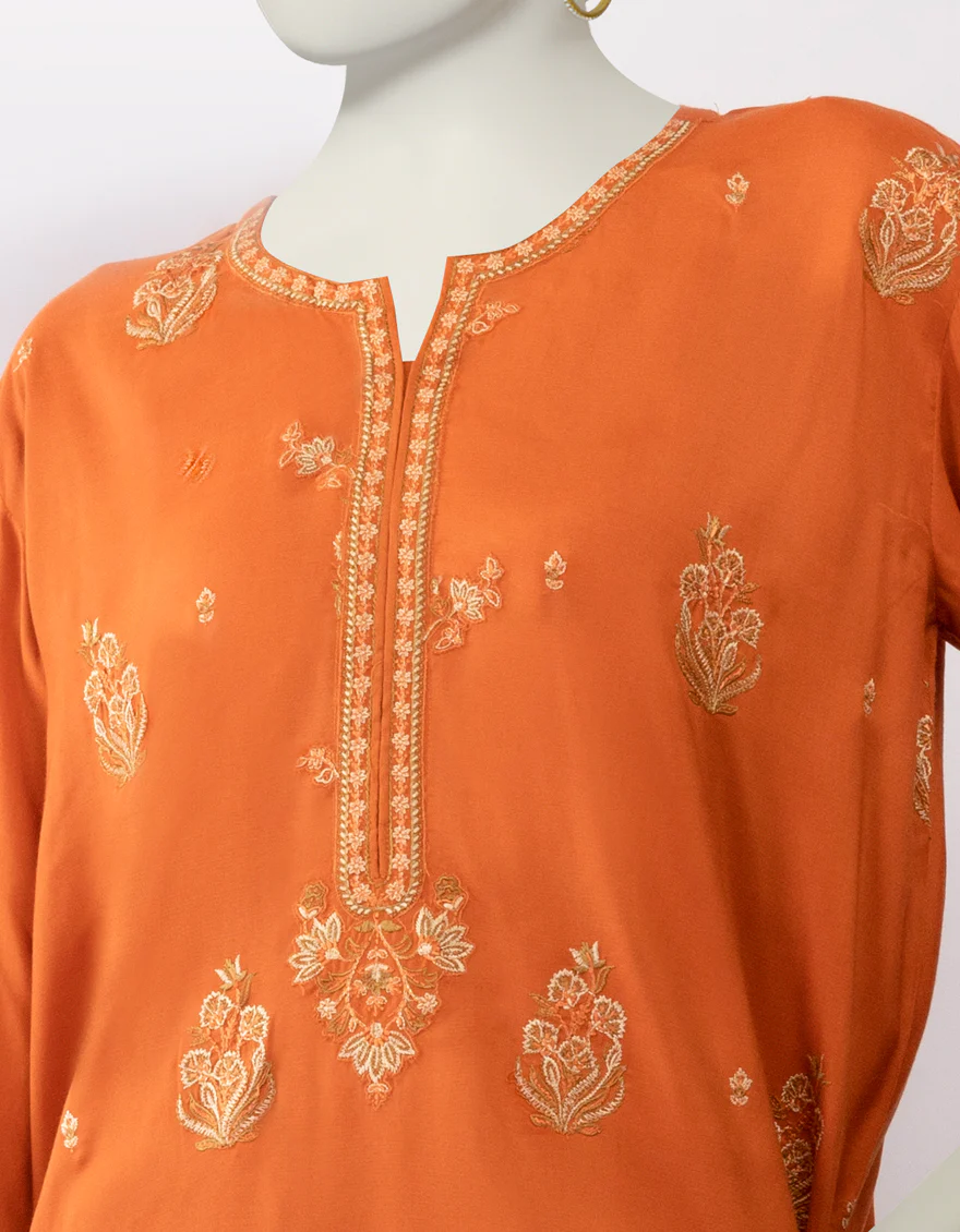 ORANGE SILK KURTI | JJLK-S-JSS-25-447 FB - Image 3