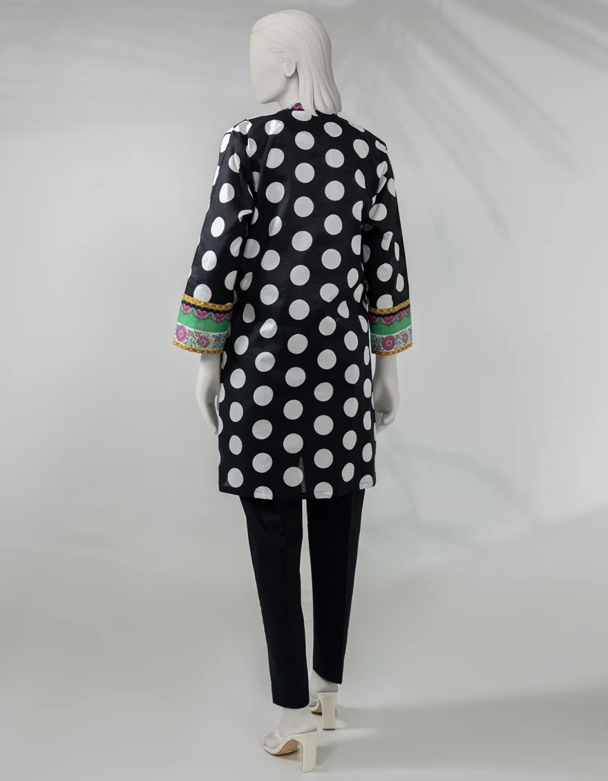 BLACK LAWN KURTI | JJLK-S-JSS-25-510 FB/POLKA-1 - Image 2