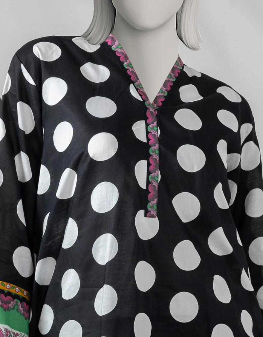 BLACK LAWN KURTI | JJLK-S-JSS-25-510 FB/POLKA-1 - Image 3