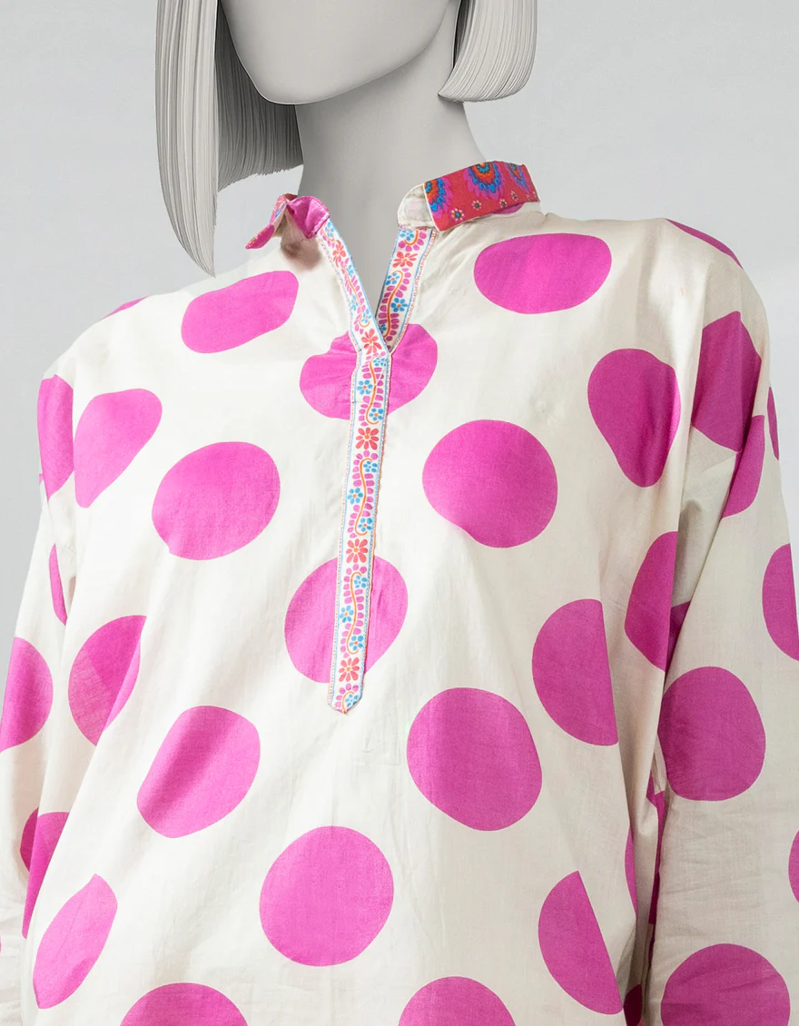 OFF WHITE LAWN KURTI | JJLK-S-JSS-25-511 FB/POLKA-2 - Image 3