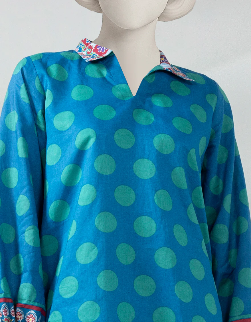 BLUE LAWN KURTI | JJLK-S-JSS-25-513 FB/POLKA-4 - Image 3