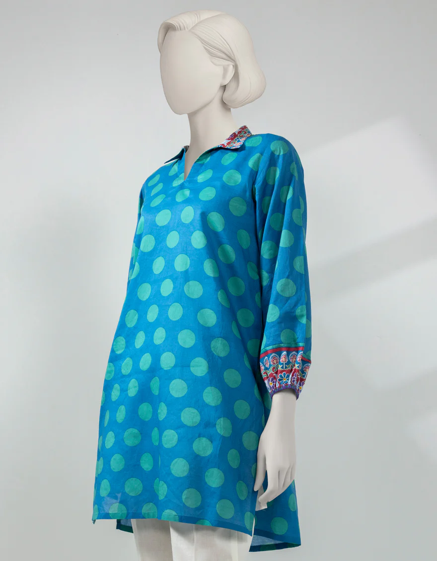 BLUE LAWN KURTI | JJLK-S-JSS-25-513 FB/POLKA-4 - Image 4