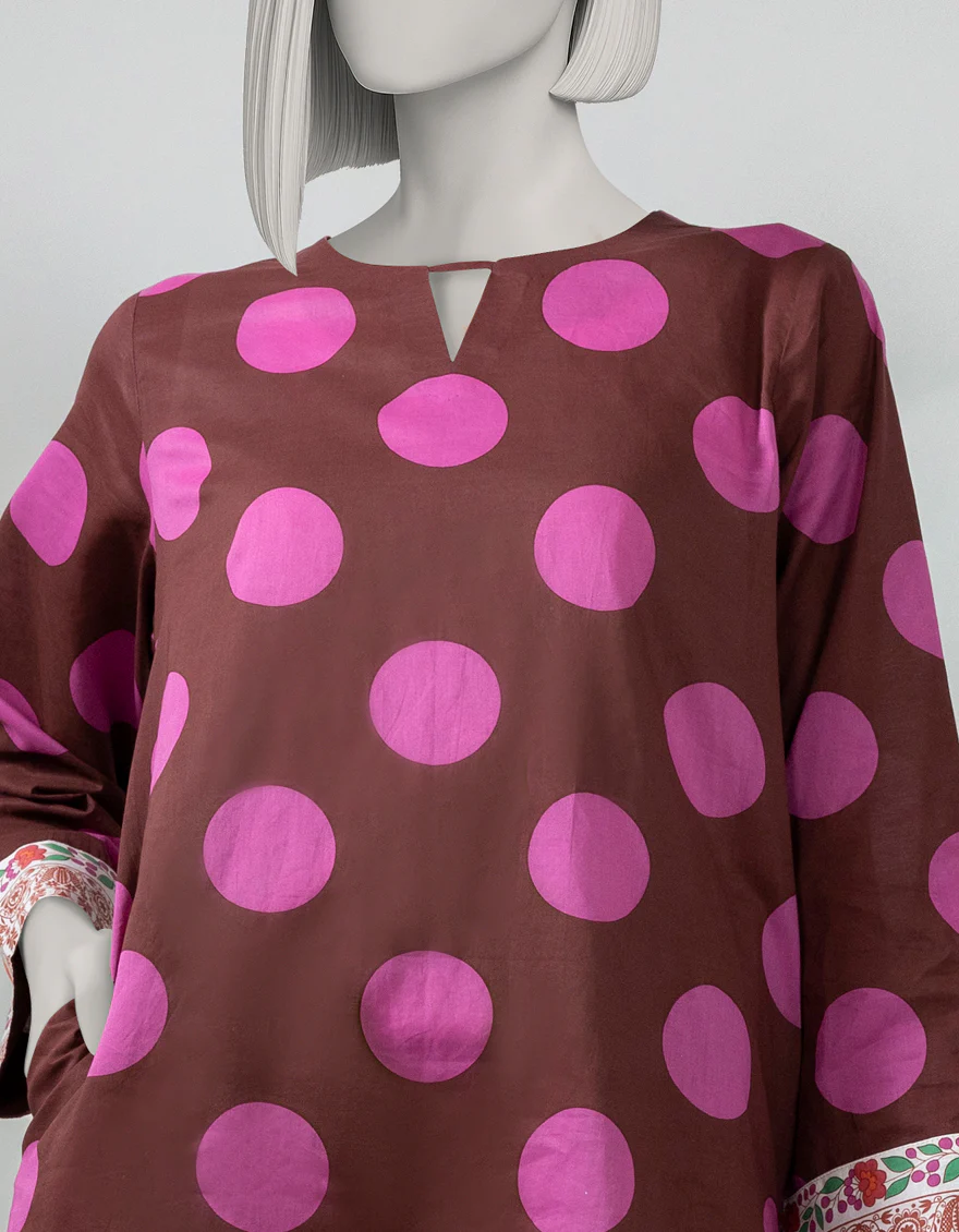 BROWN LAWN KURTI | JJLK-S-JSS-25-514 FB/POLKA-5 - Image 3