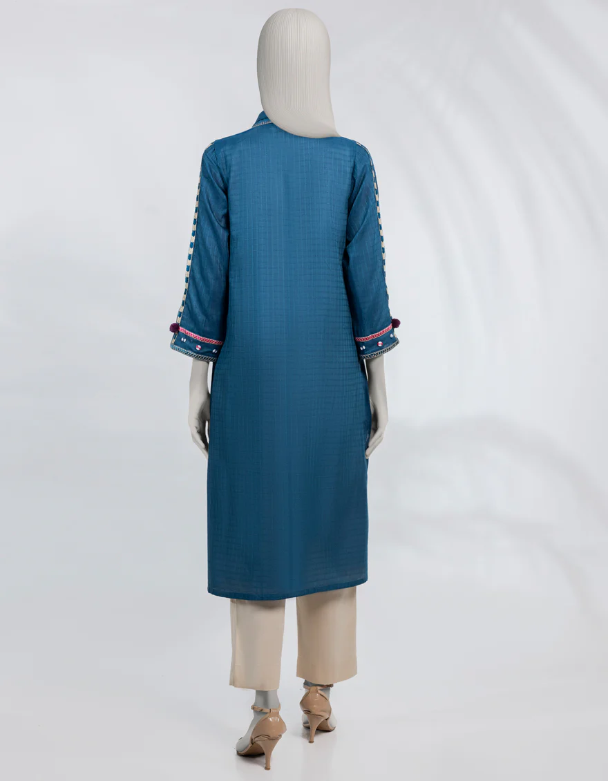 TEAL DOBBY KURTI | JJLK-S-JSS-25-516 FB/ORNATE THREADS-02 - Image 2