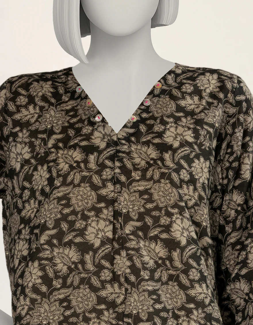 BLACK LAWN KURTI | JJLK-S-JSS-25-522 FB/ESSENTIALS-63 - Image 2