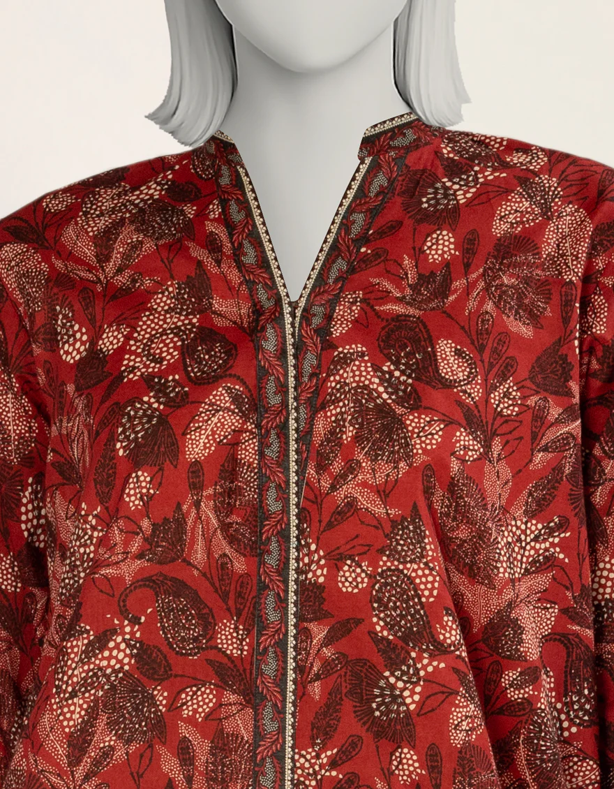 MAROON LAWN KURTI | JJLK-S-JSS-25-524 FB/ESSENTIALS-65 - Image 2