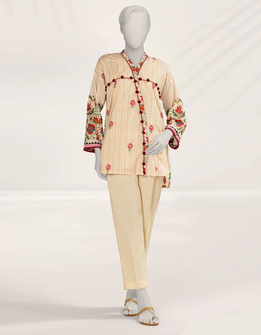 BEIGE LAWN KURTI | JJLK-S-JSS-25-526 FB/POLISH-1