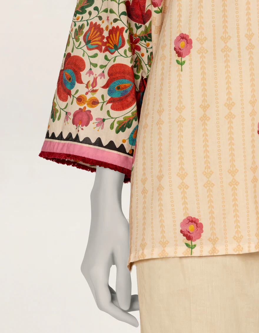 BEIGE LAWN KURTI | JJLK-S-JSS-25-526 FB/POLISH-1 - Image 3