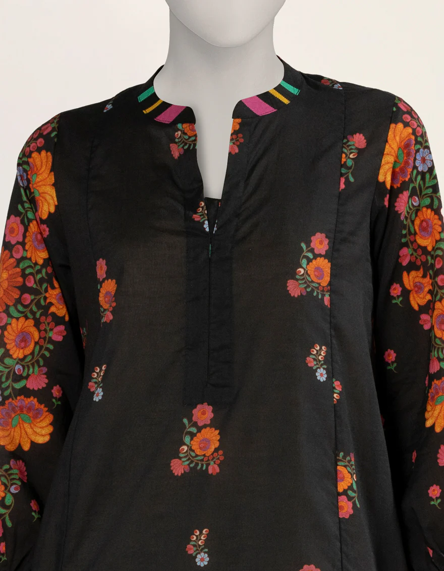 BLACK LAWN KURTI | JJLK-S-JSS-25-528 FB/POLISH-3 - Image 3