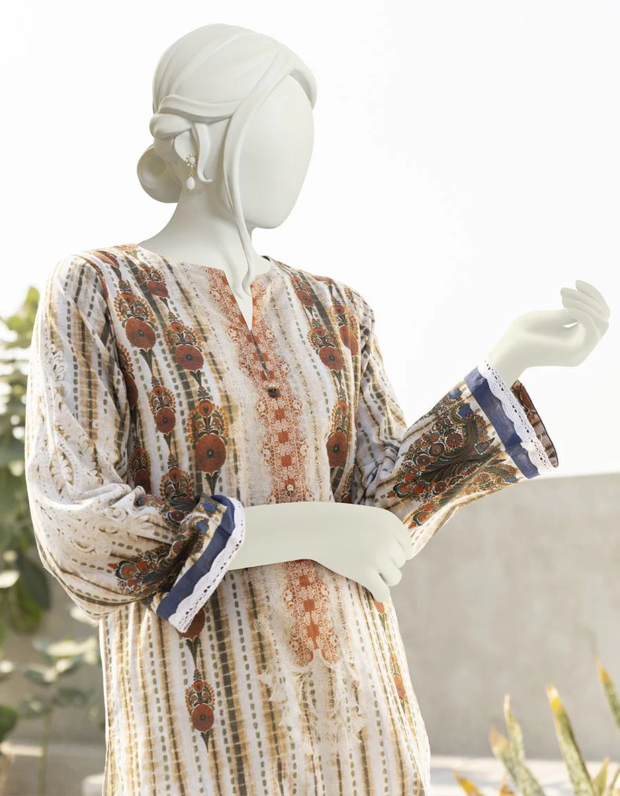 MULTICOLOR LAWN KURTI | JJLK-S-JSS-US-22-310 FB/CEMENT - Image 2