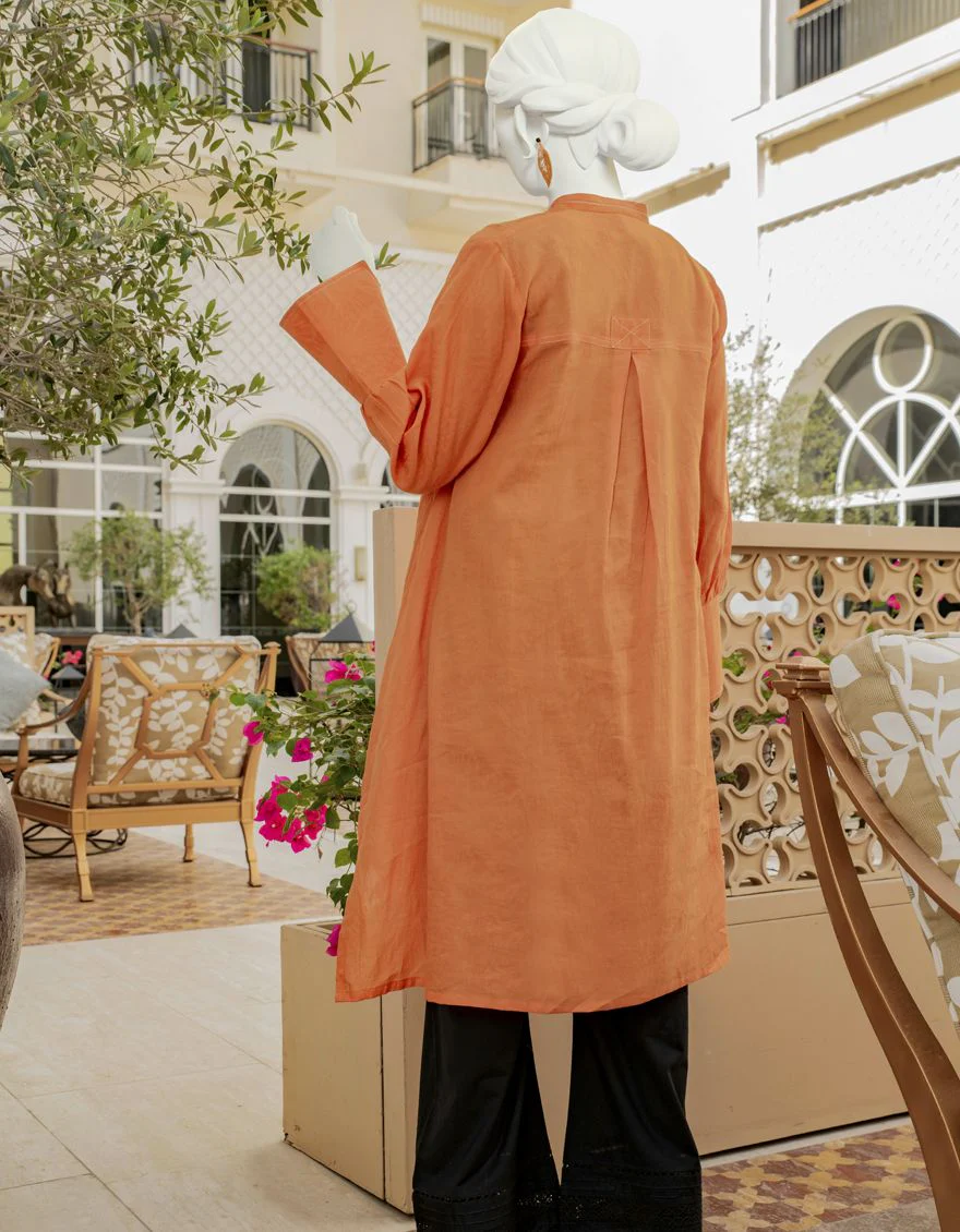 ORANGE JACQUARD KURTI | JJLK-S-JSS-US-22-319 FB/HIBISCUS - Image 2