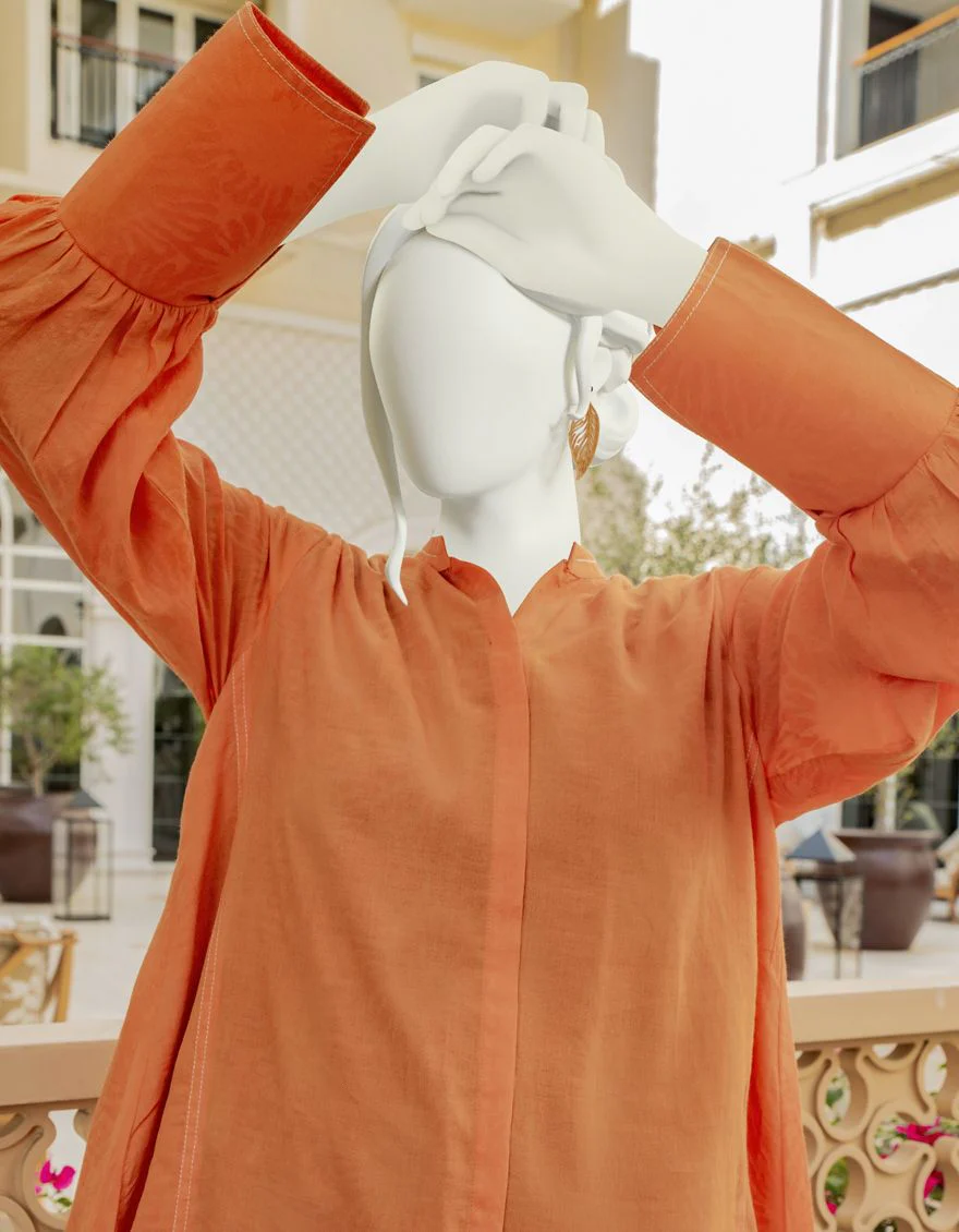 ORANGE JACQUARD KURTI | JJLK-S-JSS-US-22-319 FB/HIBISCUS - Image 3