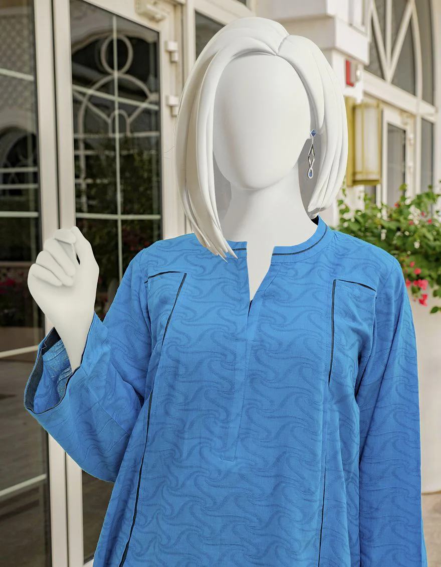 BLUE JACQUARD KURTI | JJLK-S-JSS-US-22-320 FB/PETUNIA - Image 3