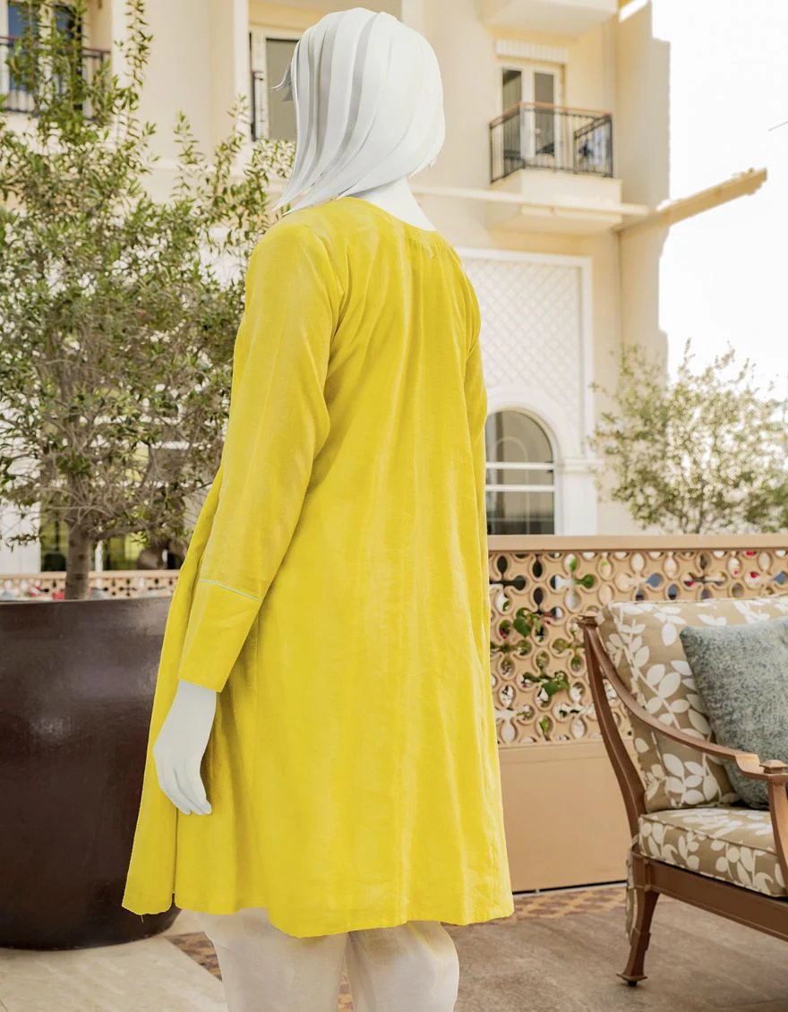 YELLOW JACQUARD KURTI | JJLK-S-JSS-US-22-321 FB/BOUGAIN VILLEA - Image 2