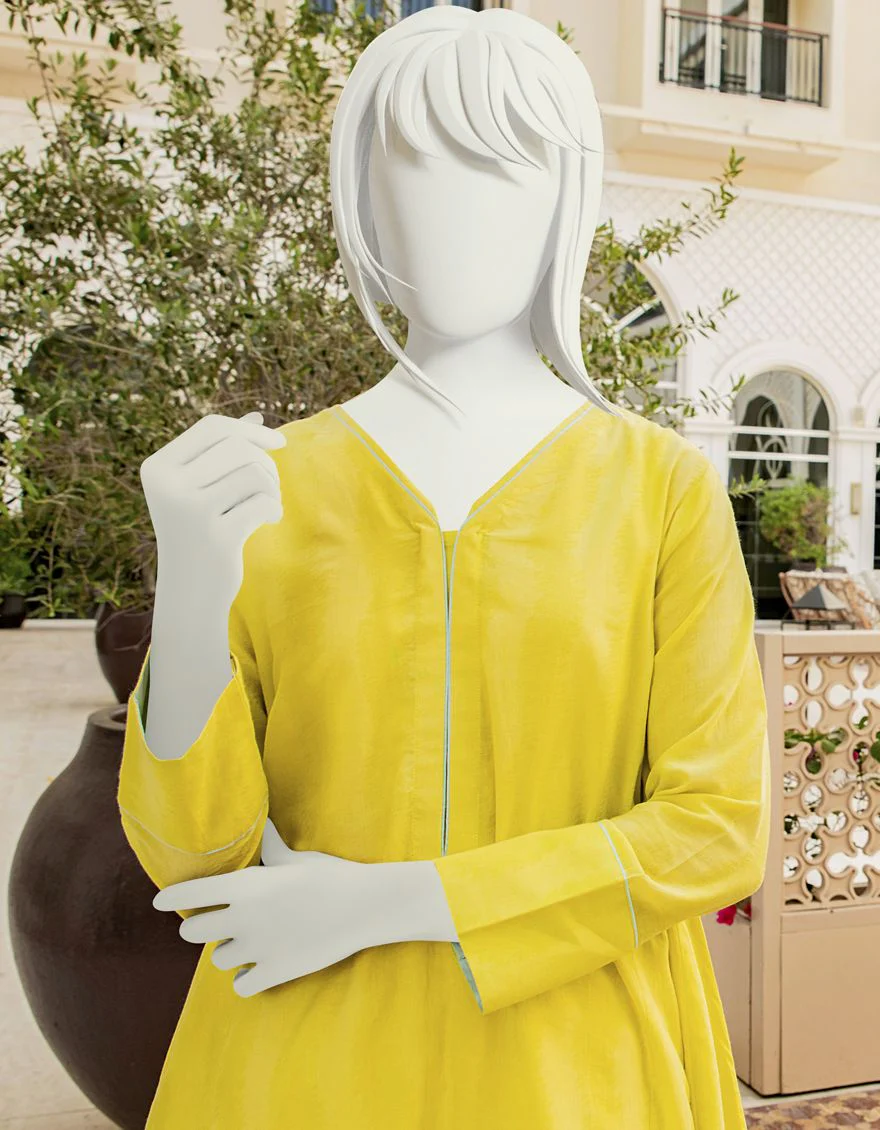 YELLOW JACQUARD KURTI | JJLK-S-JSS-US-22-321 FB/BOUGAIN VILLEA - Image 3
