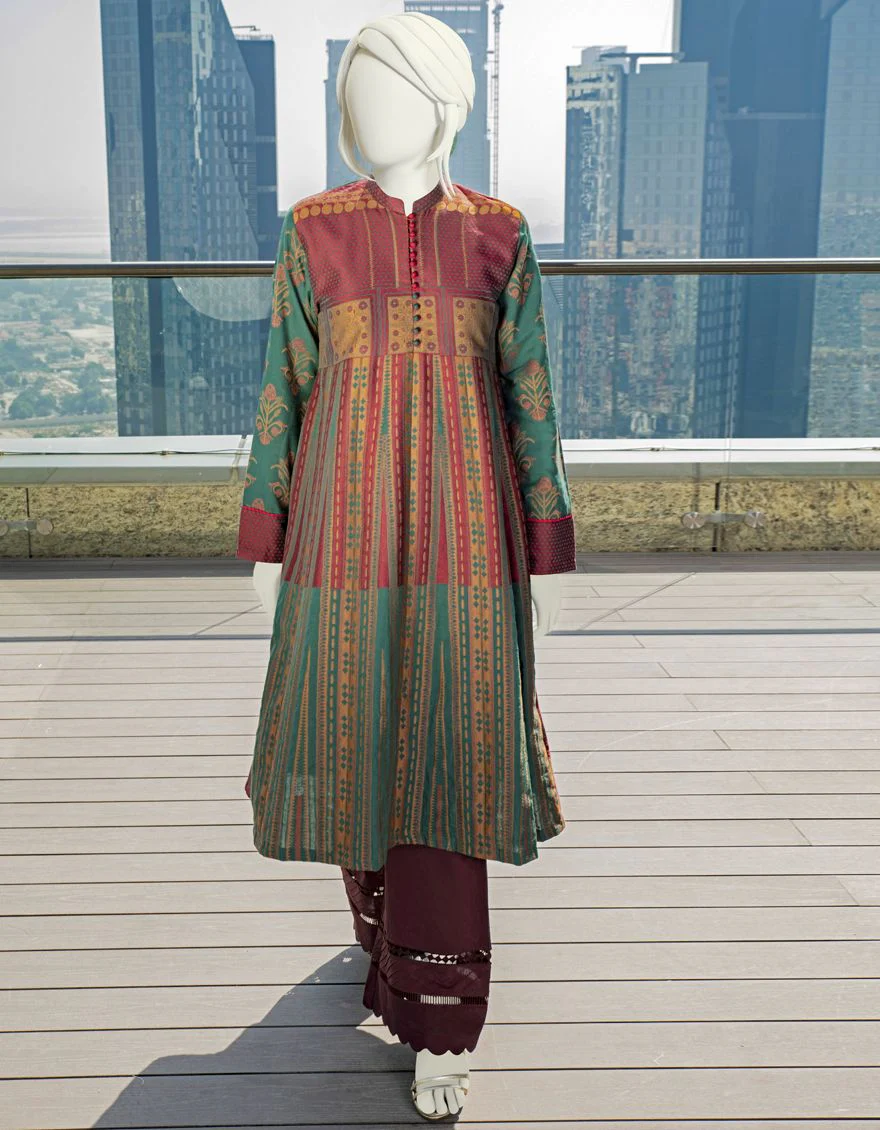 MEHENDI GREEN JACQUARD KURTI | JJLK-S-JSS-US-22-349 FB/WILLA