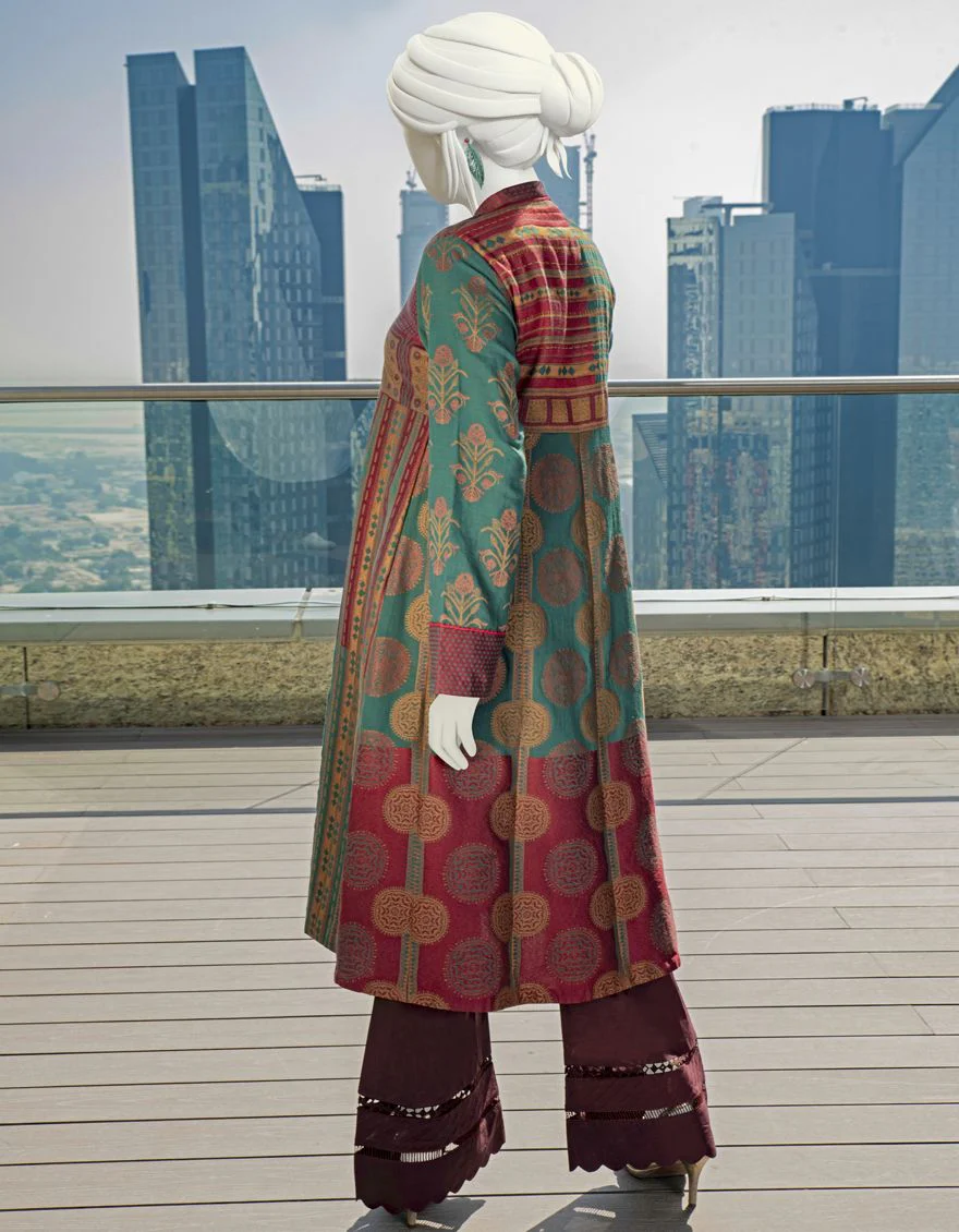MEHENDI GREEN JACQUARD KURTI | JJLK-S-JSS-US-22-349 FB/WILLA - Image 2