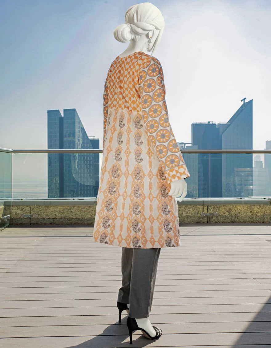 ORANGE JACQUARD KURTI | JJLK-S-JSS-US-22-351 FB/ZANEL - Image 2