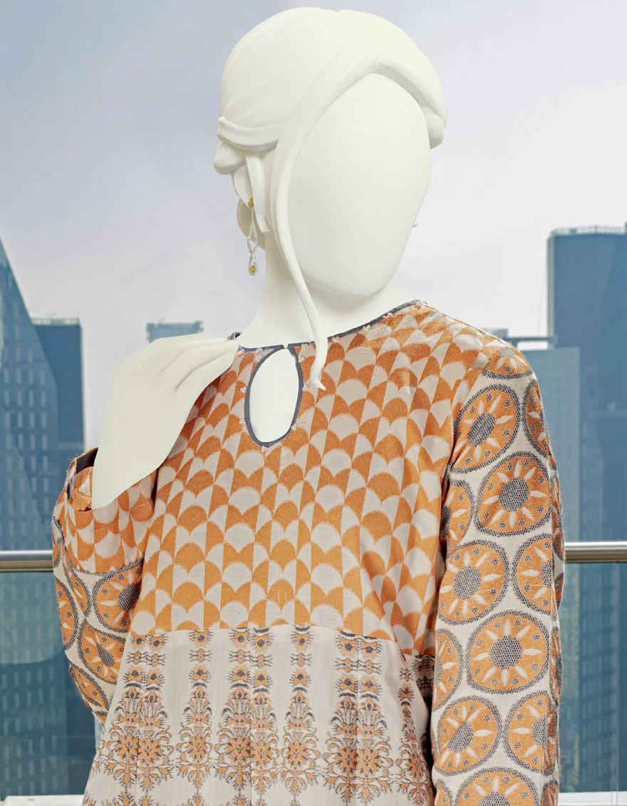 ORANGE JACQUARD KURTI | JJLK-S-JSS-US-22-351 FB/ZANEL - Image 3
