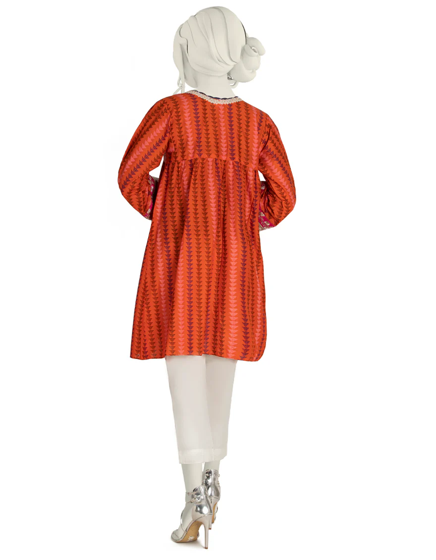 RED LAWN KURTI | JJLK-S-JSS-US-22-359 FB/PUMPKIN - Image 3
