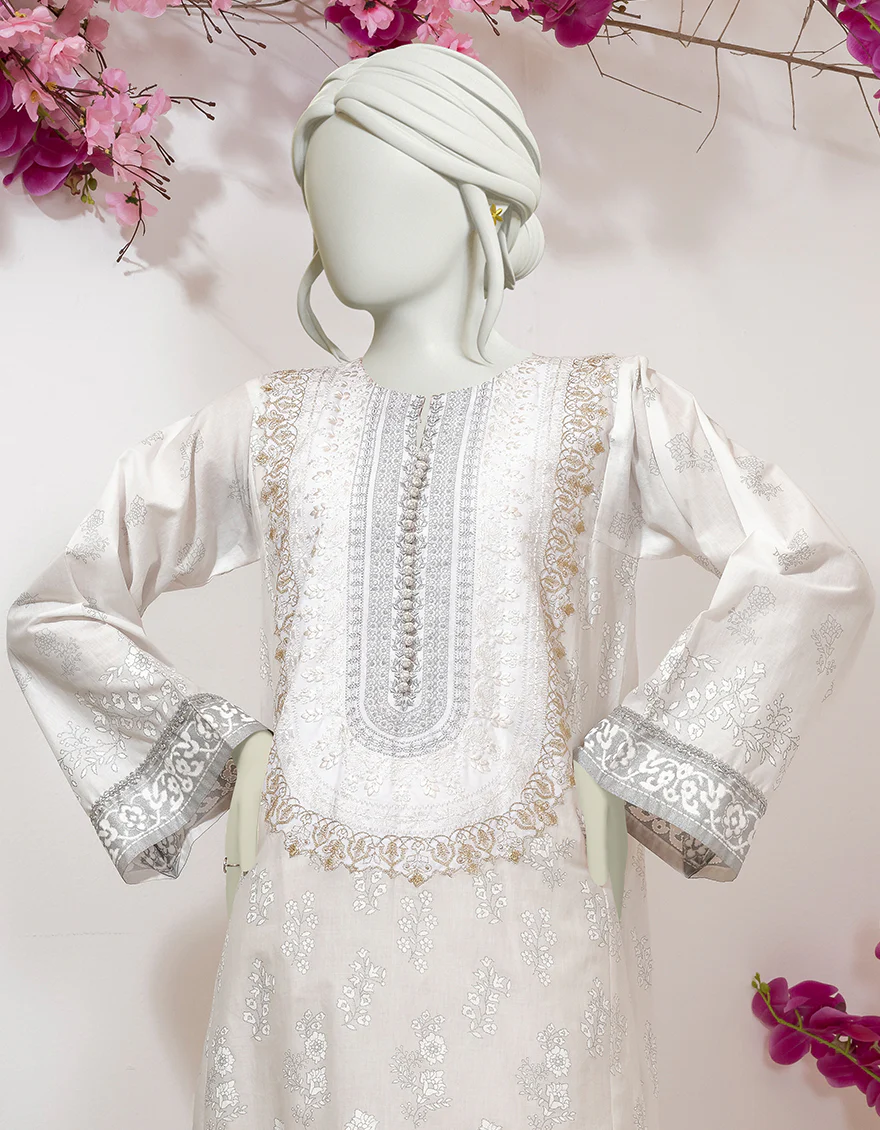 WHITE LAWN KURTI | JJLK-S-JSS-US-22-382 FB/KISWA - Image 3