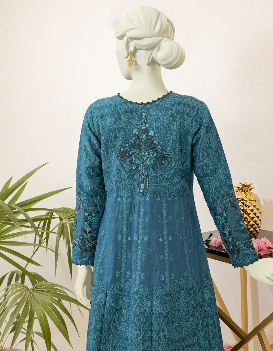 BLUE JACQUARD KURTI | JJLK-S-JSS-US-22-399 FB/SAHARA - Image 2