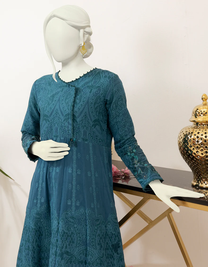 BLUE JACQUARD KURTI | JJLK-S-JSS-US-22-399 FB/SAHARA - Image 3