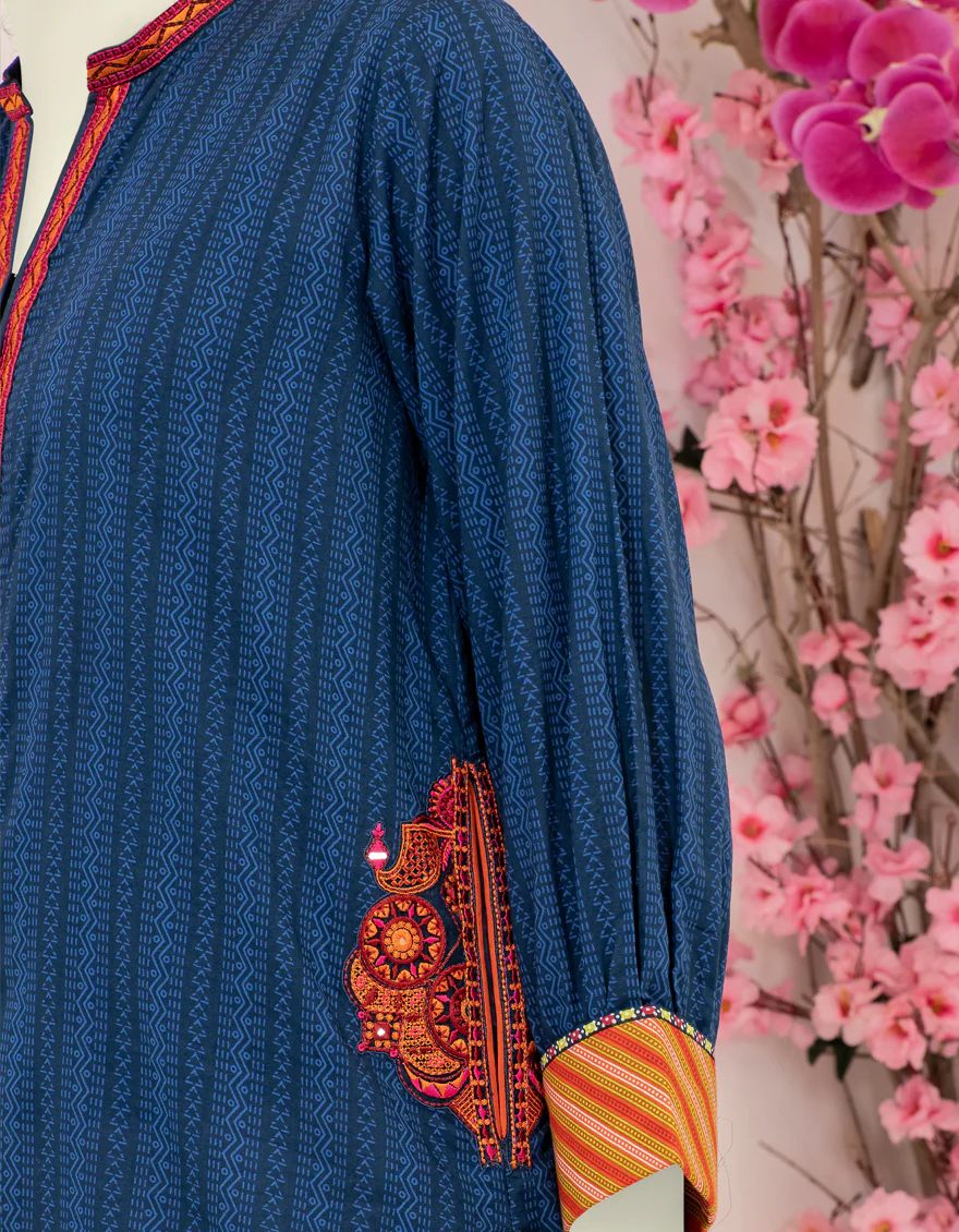 BLUE LAWN KURTI | JJLK-S-JSS-US-22-411 FB/INDIGO-36 - Image 2