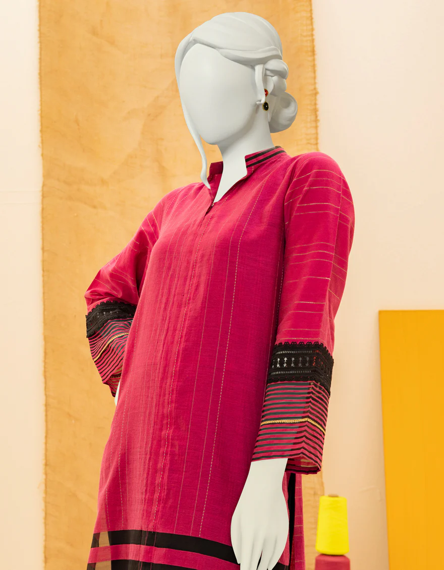 PINK JACQUARD KURTI | JJLK-S-JSS-US-22-419 FB/EMK-008 - Image 3