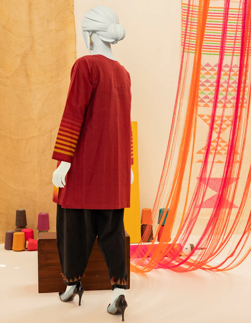 MAROON JACQUARD KURTI | JJLK-S-JSS-US-22-420 FB/EMK-005 - Image 2