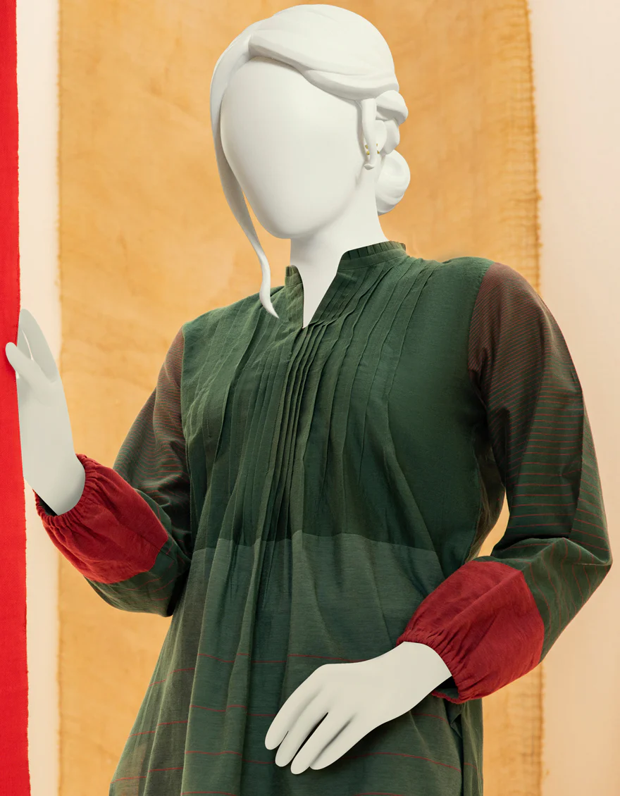 GREEN JACQUARD KURTI | JJLK-S-JSS-US-22-422 FB/EMK-007 - Image 3